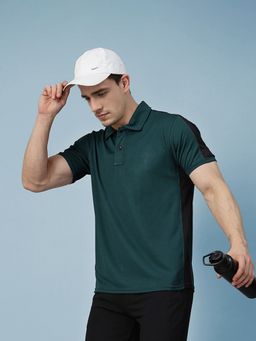 CHKOKKO - Men Green Half Sleeve Gym Polo T-Shirt