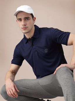 CHKOKKO - Men Blue Half Sleeve Gym Polo T-Shirt