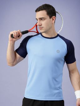 CHKOKKO - Men Blue Regular Fit Gym T-Shirt