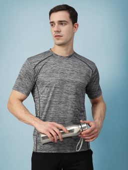 CHKOKKO - Mens Grey Half Sleeves Sport T-Shirt