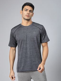 CHKOKKO - Mens Grey Half Sleeves Sport T-Shirt