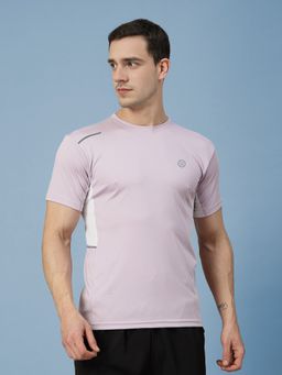 CHKOKKO - Men Lavender Polyester Colorblock Regular Fit T-Shirt