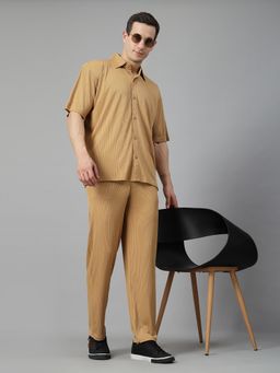 CHKOKKO - Brown Men Summer Co-Ord (Set of 2)