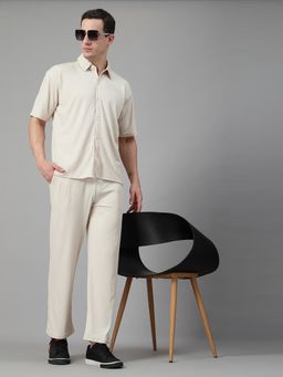 CHKOKKO - Beige Men Summer Co-Ord (Set of 2)