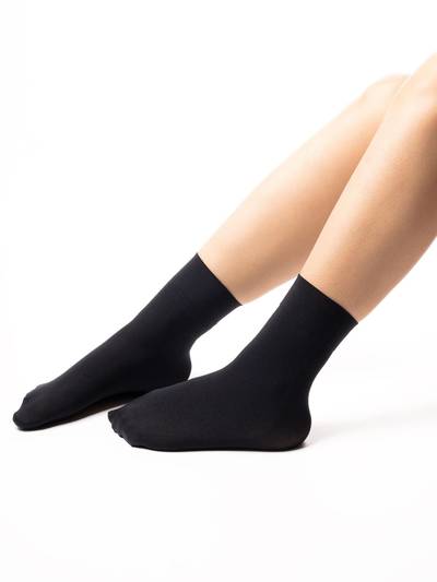 Women Dark Glimmer Sheer Socks - Black