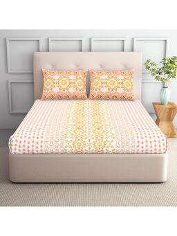SPACES - Aurum 132 Tc Polycotton Floral Print Double Bedsheet With 2 Pillow Covers Multi-Color