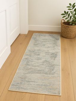 OBSESSIONS - Polyester Machine Made Rectangular Floor Runner, Light Grey (2.5x5 Feet)