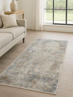 OBSESSIONS - Polyester Machine Made Rectangular Floor Runner, Light Grey (2.5x5 Feet)