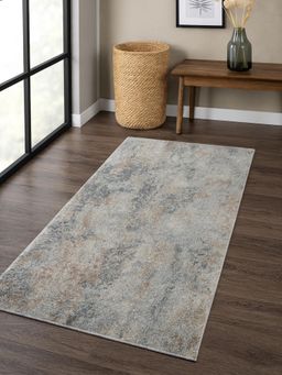 OBSESSIONS - Polyester Machine Made Rectangular Floor Runner, Light Grey (2.5x5 Feet)