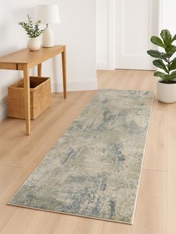 OBSESSIONS - Polyester Machine Made Rectangular Floor Runner, Light Grey (2.5x5 Feet)