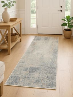 OBSESSIONS - Polyester Machine Made Rectangular Floor Runner, Light Grey (2.5x5 Feet)