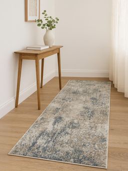 OBSESSIONS - Polyester Machine Made Rectangular Floor Runner, Light Grey (2.5x5 Feet)