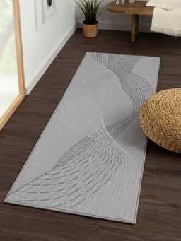 OBSESSIONS - Stripes Polyester Runner, 2.5x5 Feet Grey