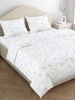 Haus & Kinder - Luxury 300 Tc Tencel Ultra Soft Flat King Bedsheet with 2 Pillow Cover, Multi, Bloomea