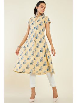 Soch - Women Yellow Cotton Printed Kurta