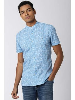 Peter England - Men Blue Half Sleeves Casual Shirt