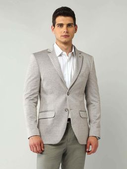 AD By Arvind - Beige Tailored Fit Textured Blazer