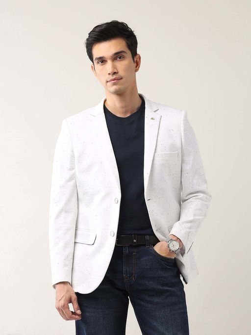 AD By Arvind White Tailored Fit Single-Breasted Blazer