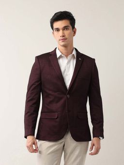 AD By Arvind - Maroon Tailored Fit Single-Breasted Blazer
