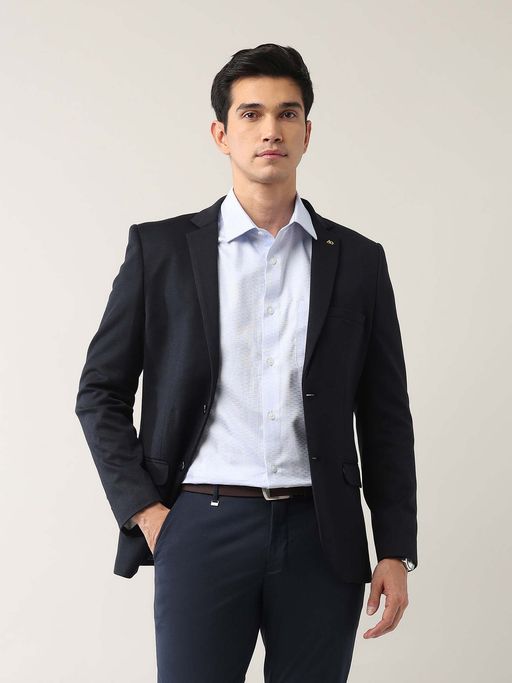 AD By Arvind Blue Tailored Fit Single-Breasted Blazer