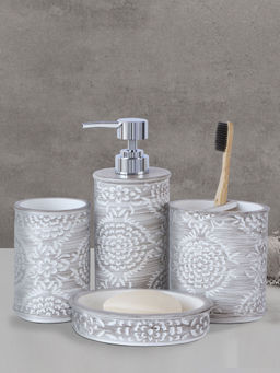 OBSESSIONS - Polyresin 4Pc Bathset, Dark Grey White