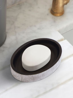 OBSESSIONS - Polyresin Soap Dish with Hole, Taupe