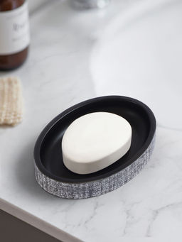 OBSESSIONS - Polyresin Soap Dish with Hole, Charcoal