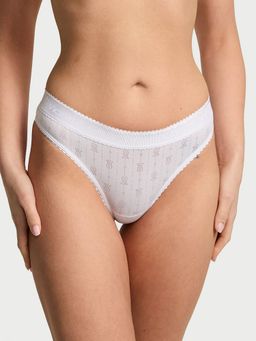 Victoria's Secret - Cotton Logo Pointelle Thong Panty