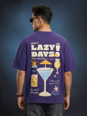 Buy Veirdo Lazy Days Skipper Blue Oversized T-Shirt S - Image 1