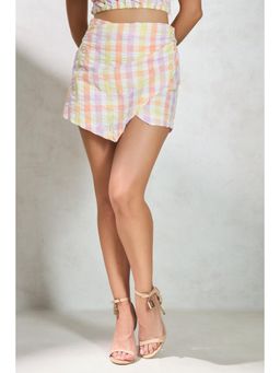 Virgio - Women Cotton Checks Multi-Color Shorts