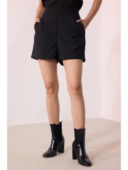 Virgio - Women Polyester Solid Black Shorts
