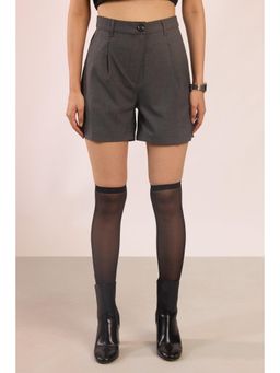 Virgio - Women Polyester Solid Grey Shorts
