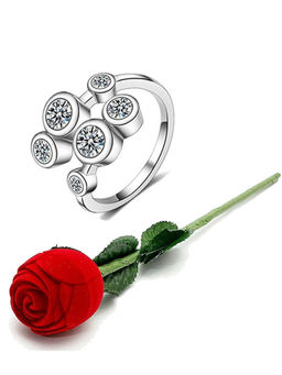 Karatcart - Silver Mixed Metal Ring With Rose Gift Set (Set of 2)