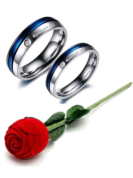 Karatcart Multi-Colour Mixed Metal Rings With Rose Gift (Set Of 3)