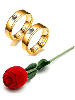 Karatcart - Gold Mixed Metal Rings With Rose Gift (Set Of 3)