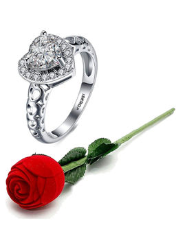 Karatcart - Silver Mixed Metal Ring With Rose Gift Set (Set of 2)