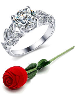 Karatcart - Silver Mixed Metal Ring With Rose Gift Set (Set of 2)