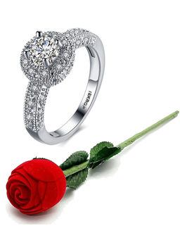 Karatcart - Silver Mixed Metal Ring With Rose Gift Set (Set of 2)