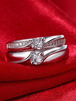 Karatcart - Silver Mixed Metal Rings (Pack Of 2)