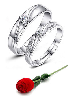 Karatcart - Silver Mixed Metal Rings With Rose Gift (Set Of 3)
