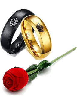 Karatcart - Multi-Colour Mixed Metal Rings With Rose Gift (Set Of 3)