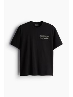 H&M - Men Black Loose Fit Printed T-Shirt