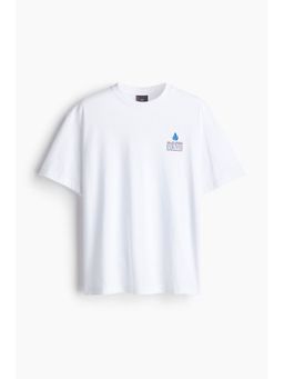 H&M - Men White Loose Fit Printed T-Shirt