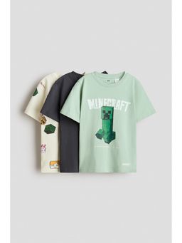 H&M - Boys Green 3-Pack Printed T-Shirts