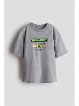 H&M - Boys Grey Oversized Printed T-Shirt