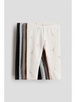 H&M - Unisex Beige 4-Pack Cotton Jersey Leggings