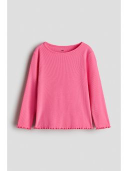 H&M - Girls Pink Long-Sleeved Jersey Top