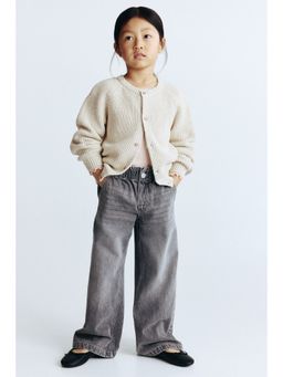 H&M - Girls Grey Wide Leg Paper Bag Jeans