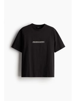 H&M - Men Black Loose Fit Printed T-Shirt