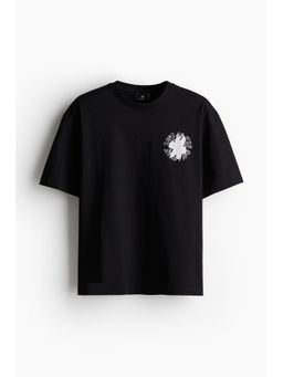 H&M - Men Black Loose Fit Printed T-Shirt